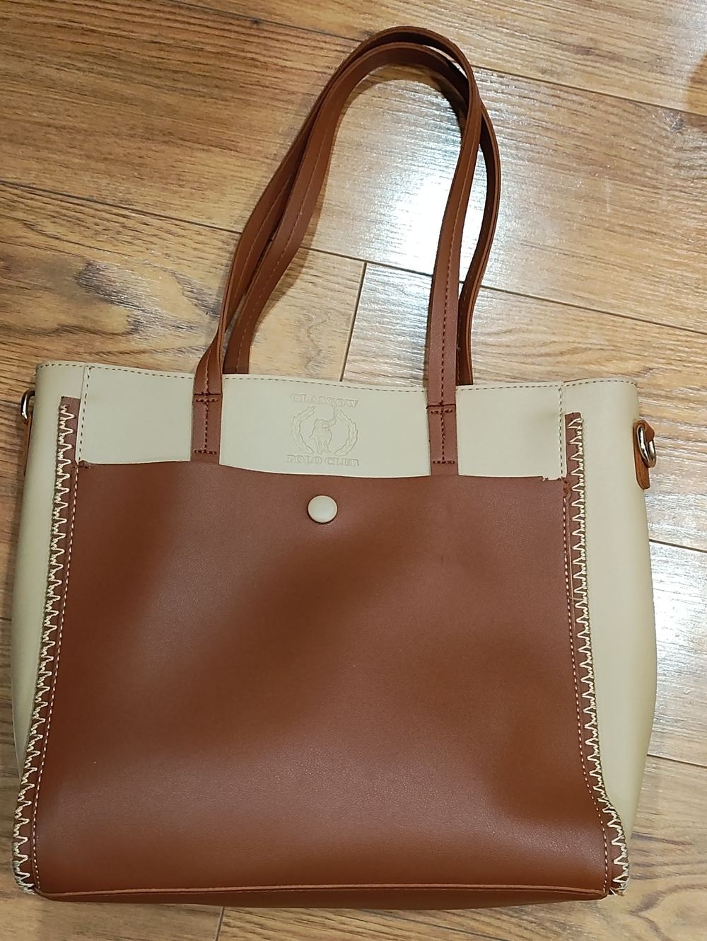 Classic Two-Tone Tote Bag by - Brown & Cream